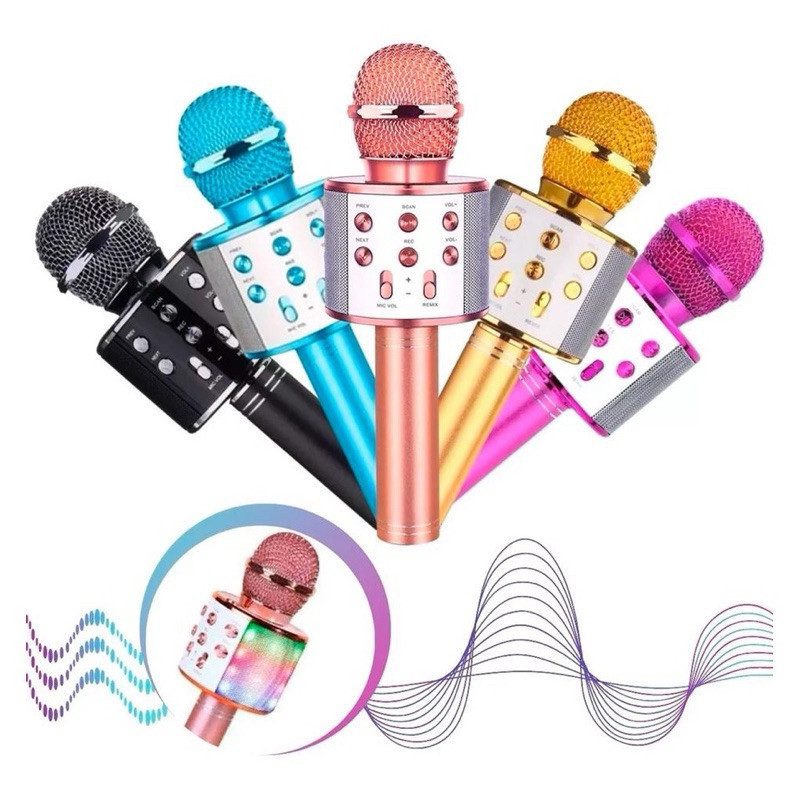 Microfone Infantil de Karaoke Sem Fio  Microfone de Brinquedo Bluetooth para Crianças