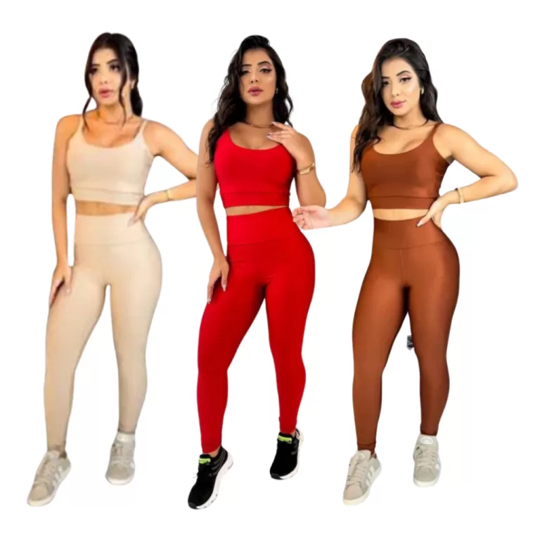 Conjunto top com calça bojo removível fitness ac