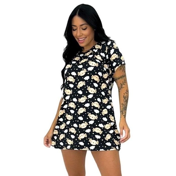 Camisola Feminina Estampada Manga Curta Suede Rays