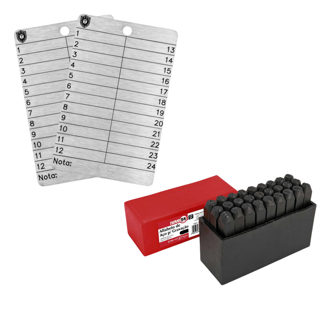 Punção Alfabeto + 2x Carteira Cripto | Bitcoin | Inox