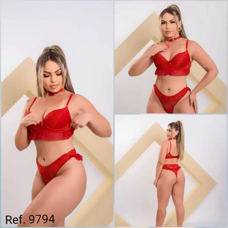Conjunto Feminino Lingerie Com Bojo Renda Feminino