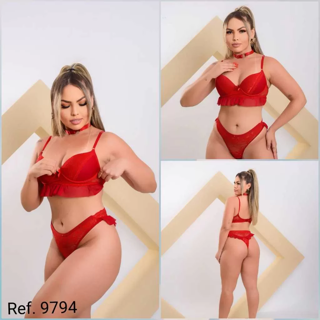 Conjunto Feminino Lingerie Com Bojo Renda Feminino Sexy Promoção