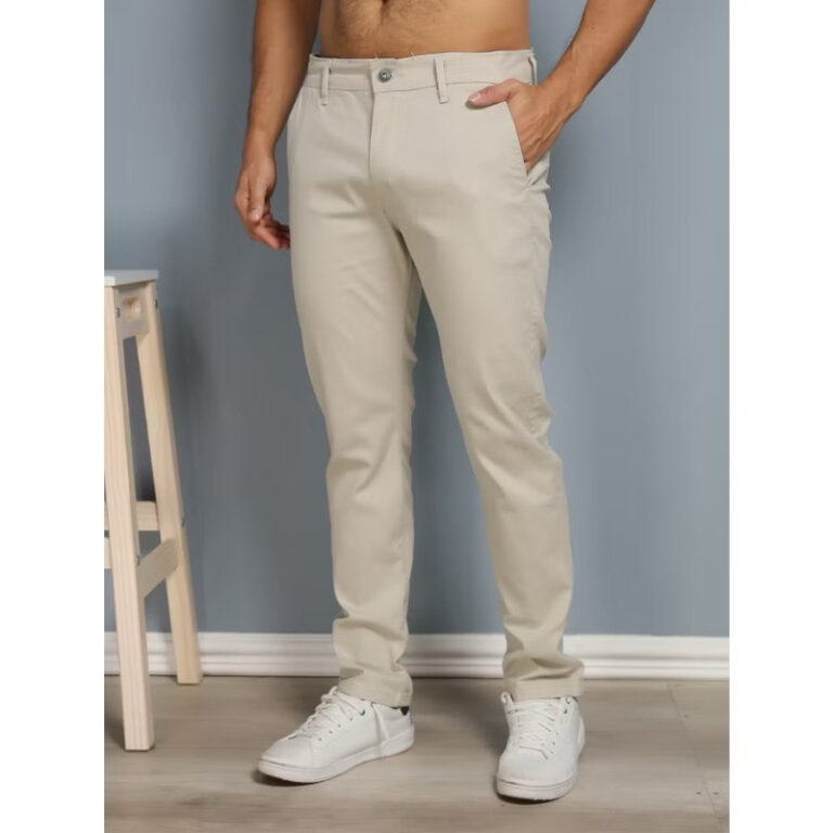 Calça sarja de cor bolso embutido bolso faca -Spo