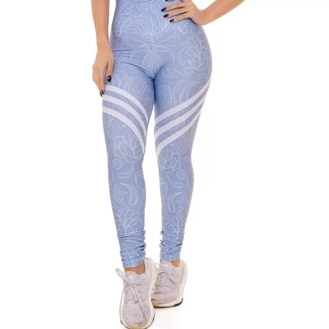 Legging Fitness Azul Claro com Estampa Digital Tra