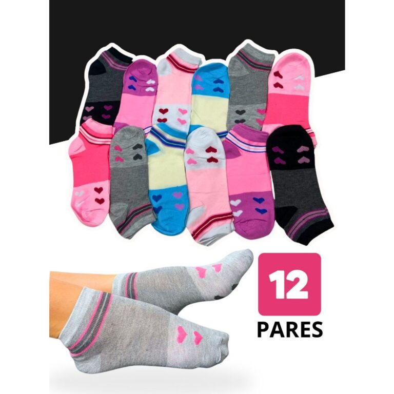 Kit 12 pares de meia soquete feminino cano curto P