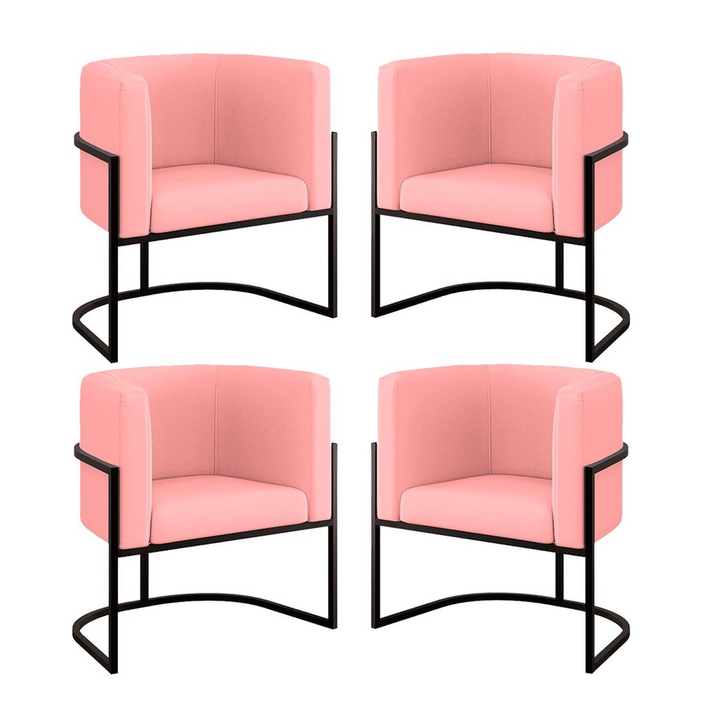 Kit 4 Cadeiras Poltrona Lua Veludo Sala Quarto Preto Balaqui