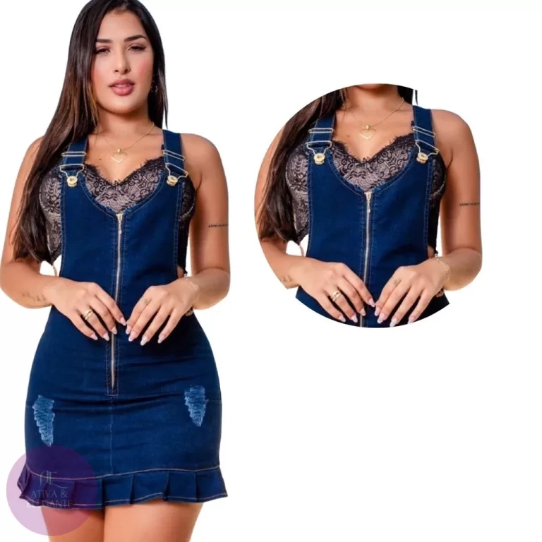 Jardineira Jeans C/ zíper Escuro,Ativa e Elegante