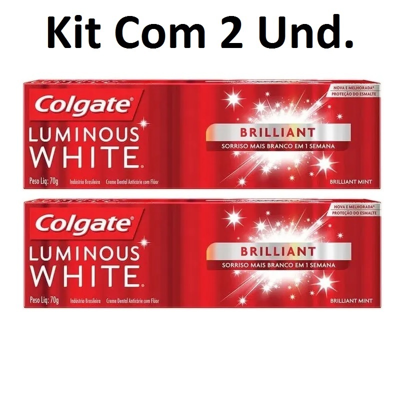 Kit 2 Creme Dental Colgate Luminous White Brilliant Mint 70g