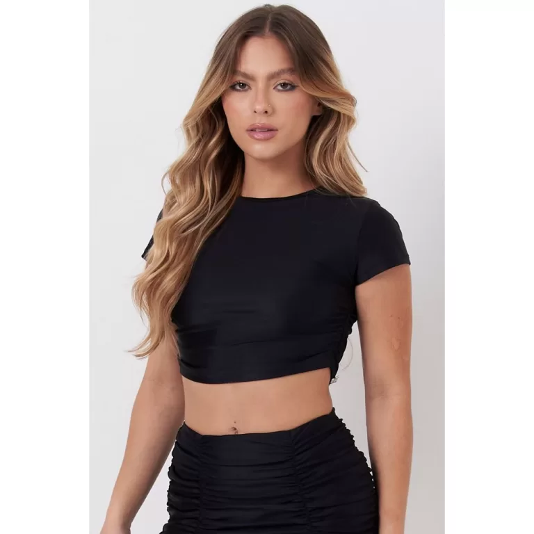 Cropped Feminino Drapeado Lateral Planet Girls Pre