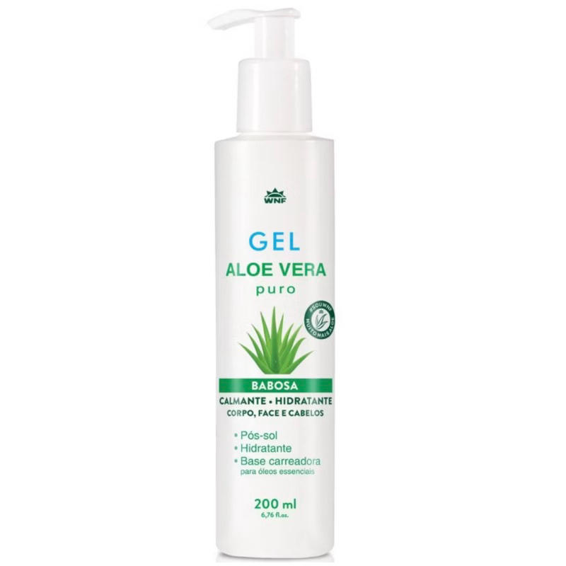 GEL ALOE VERA Puro WNF Vegano Não testado em animais Para corpo, face e cabelos 200ML WNF