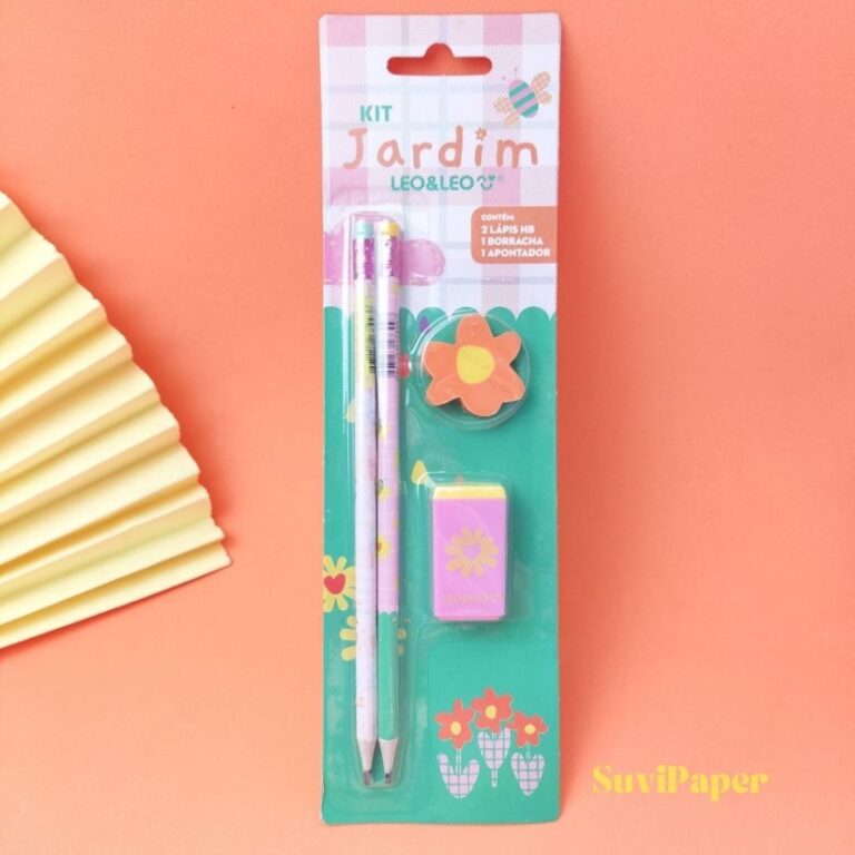 Kit Escolar Jardim Lápis De Escrever HB Borracha 