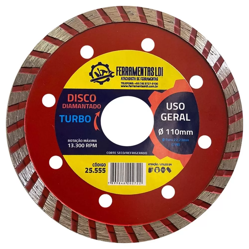 Disco Diamantado Turbo 4 Polegadas 110mm Furo 22,23mm