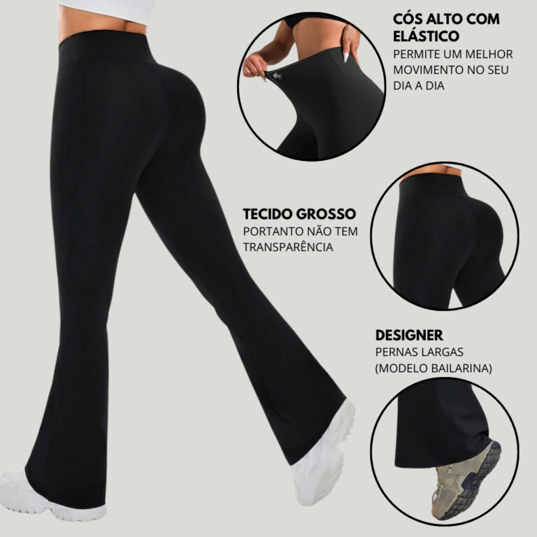 Calça Feminina Legging Flare Bailarina Cintura Al
