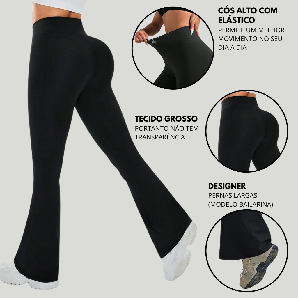 Calça Feminina Legging Flare Bailarina Cintura Alta