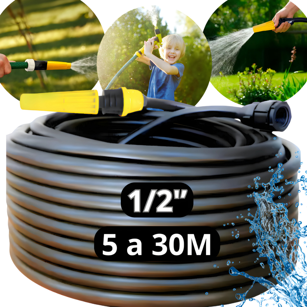 Mangueira Jardim 5, 10, 15, 20, 30 Metros 1/2 Resistente a Dobras Grossa  Forte Flexível Jardinagem