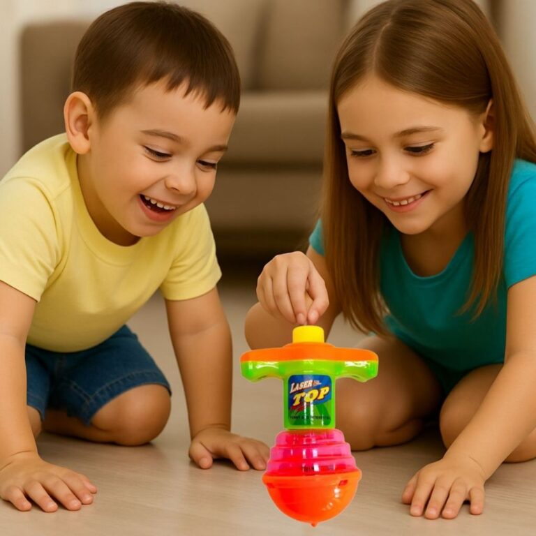 3 Pião Giroscópio Luminoso Com Lançador Automá
