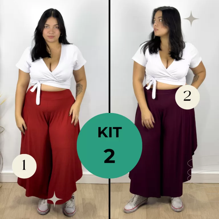 Kit 2 Calças Pantalona Pantacourt Feminina Em God
