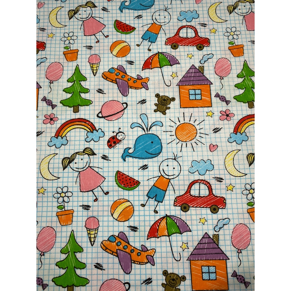 Tecido Tricoline Estampado 100% Algodão – Desenhos