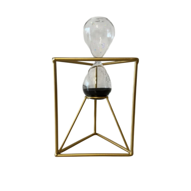 Ampulheta Decorativa Aramada Prisma com Vidro e Me