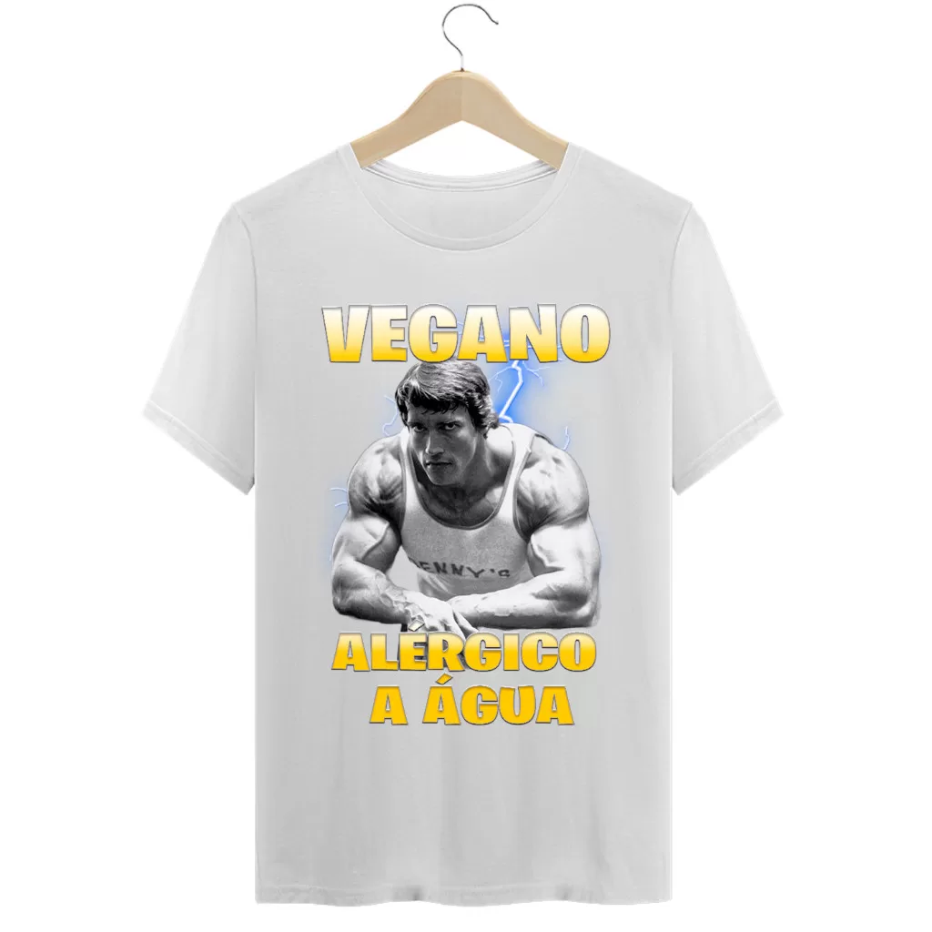 Camiseta Arnold | Vegano Alérgico a água – Treino Musculação Camisa treino