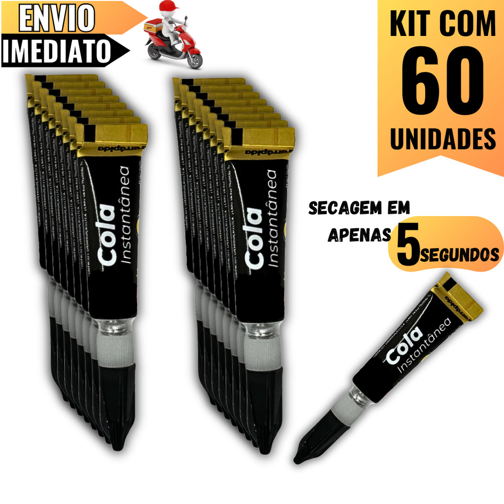 Conjunto 60 Super Bond Cartelas  Cola Tek Bond de Secagem Rápida, Perfeita para Artesanato, Reparos