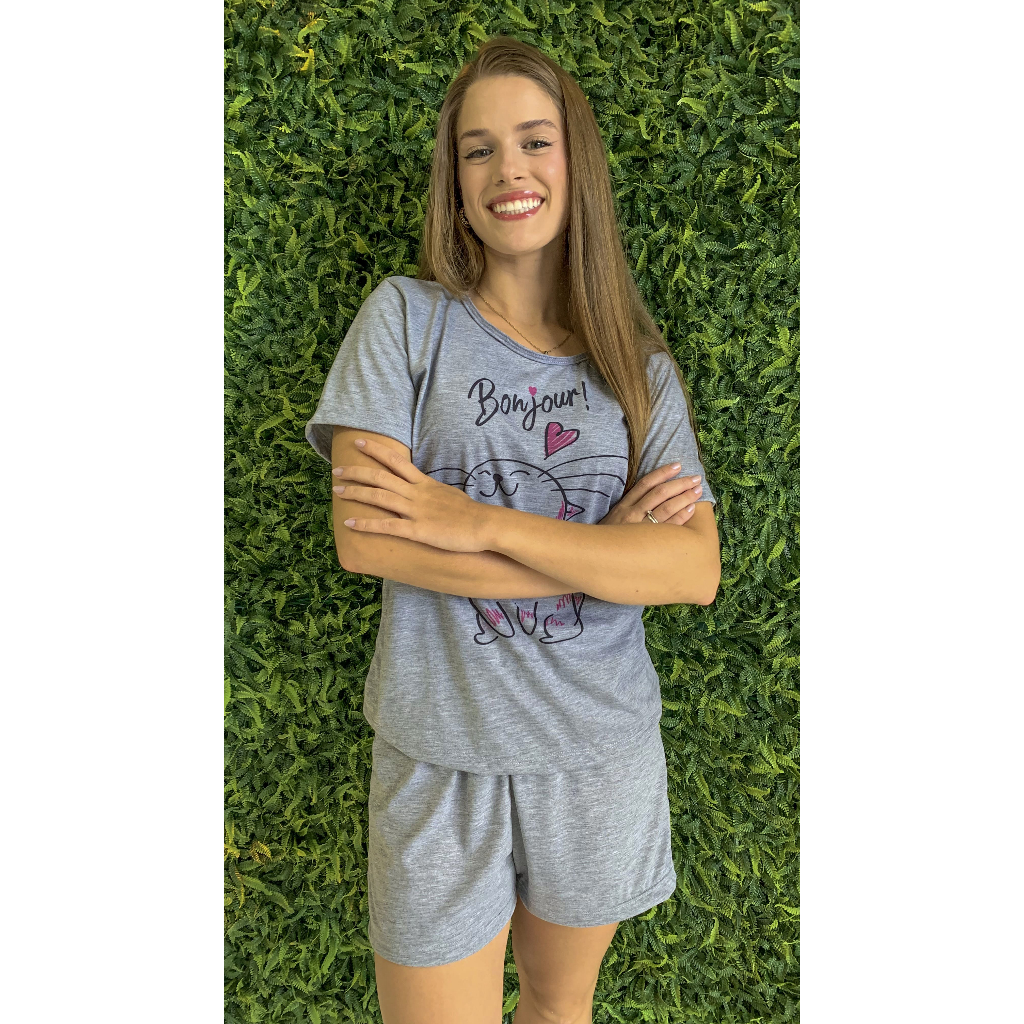 Pijama Feminino Adulto Da Moda Confortável Influencer