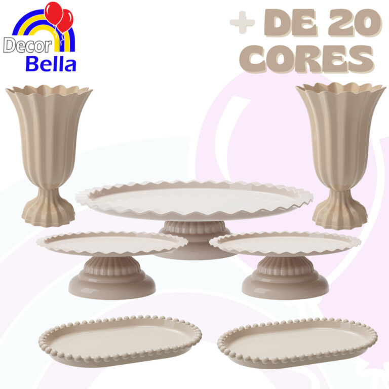 Kit Completo de Festa com 1 Boleira, 2 Vasos Popi,