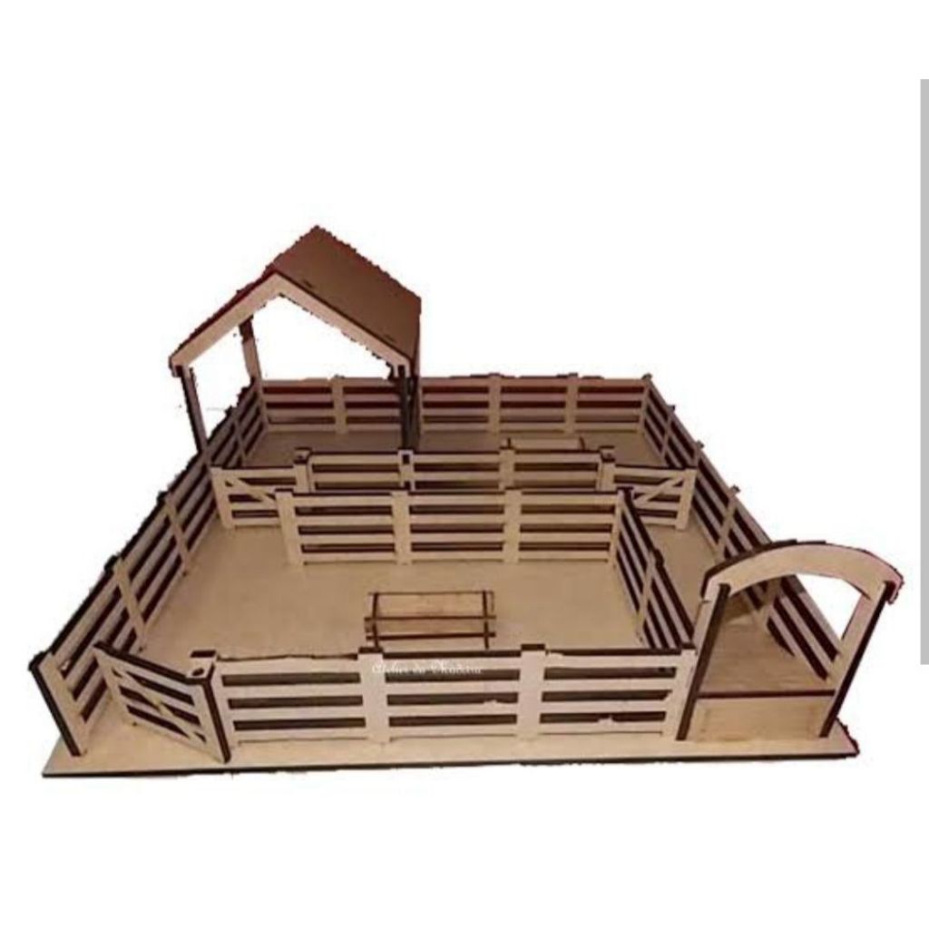 Curral Celeiro Madeira Mdf Crúa Crianças Cavalos Animais