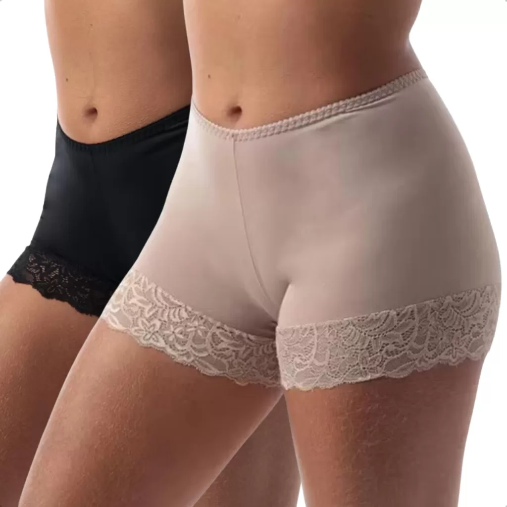 Kit 2 Anágua Segunda Pele Feminina Renda Bermuda Short Vestido Saia Saiote Lingerie Moda Íntima