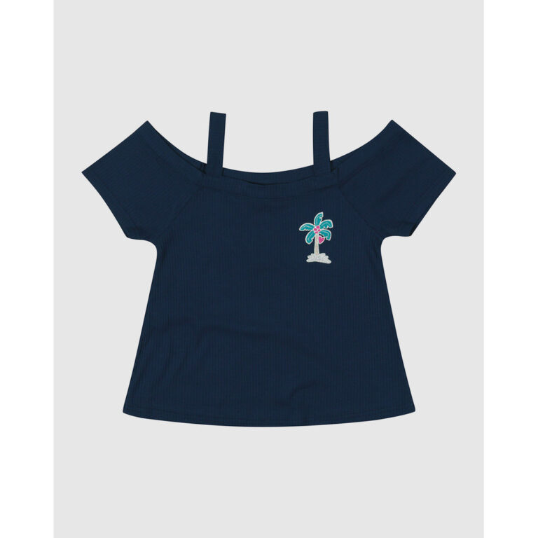 Blusa Infantil Menina Decote Ombro A Ombro Em Visc