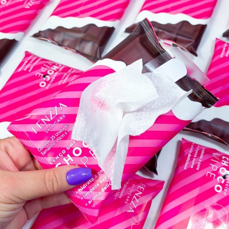 lenco umedecido skincare choco wipe fenzza kit 2 unidades