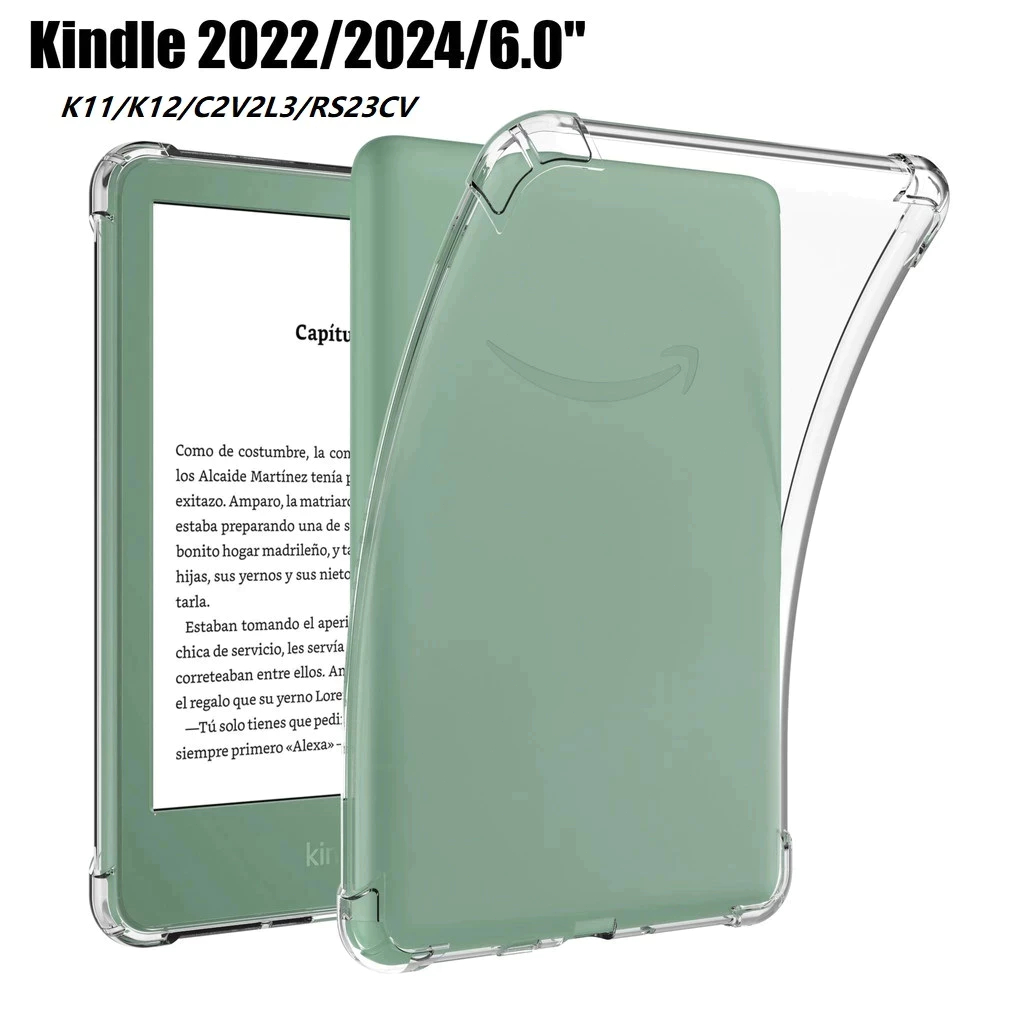Capa Protetora Anti-Queda Soft TPU Transparente Para Kindle 2022 2024 2019 10a Geração 11a 6,0 Poleg