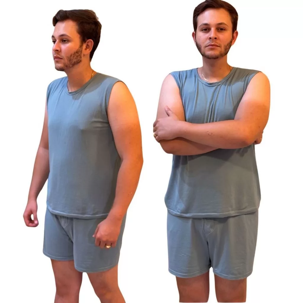 Pijama masculino regata short verão promoção 100% suede