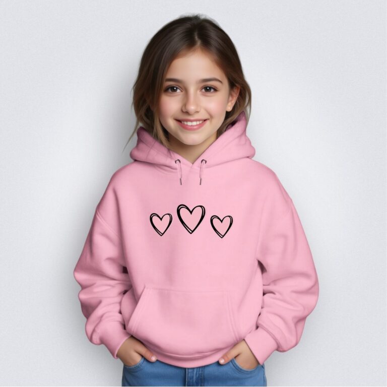 Moletom Casaco Infantil Blusa  Canguru 3 Coraçõe