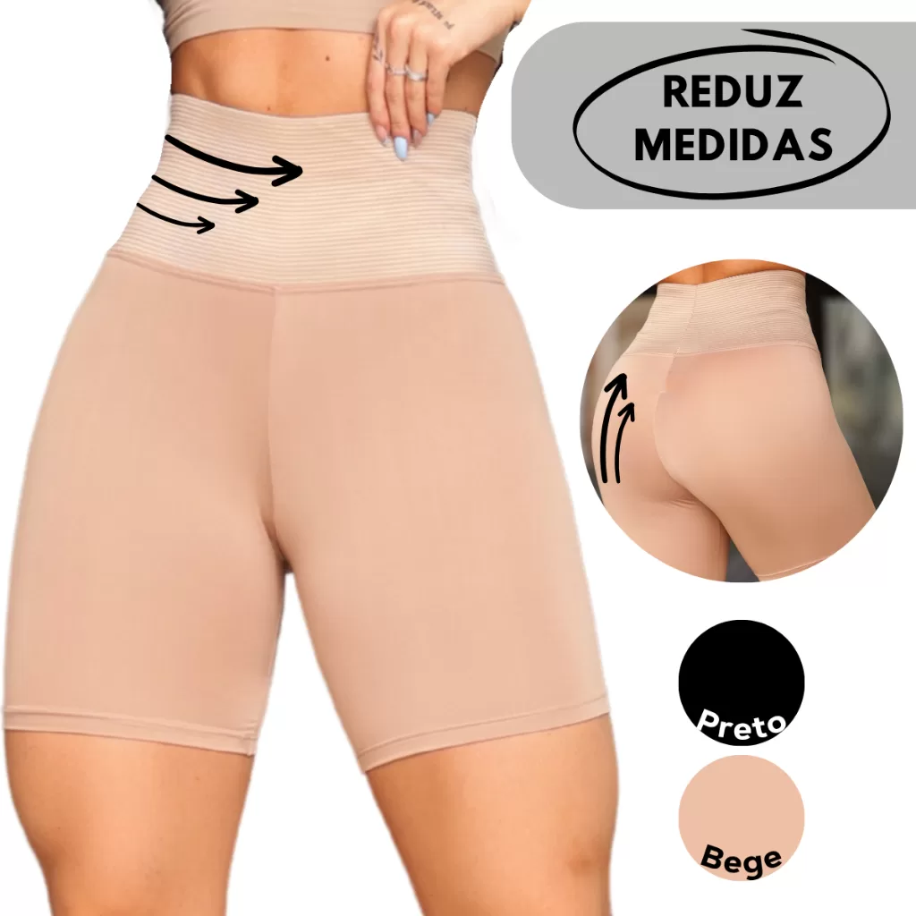 Short Cinta Modelador Levanta Bumbum Alta Compressão Modela Cintura Diminui Barriga