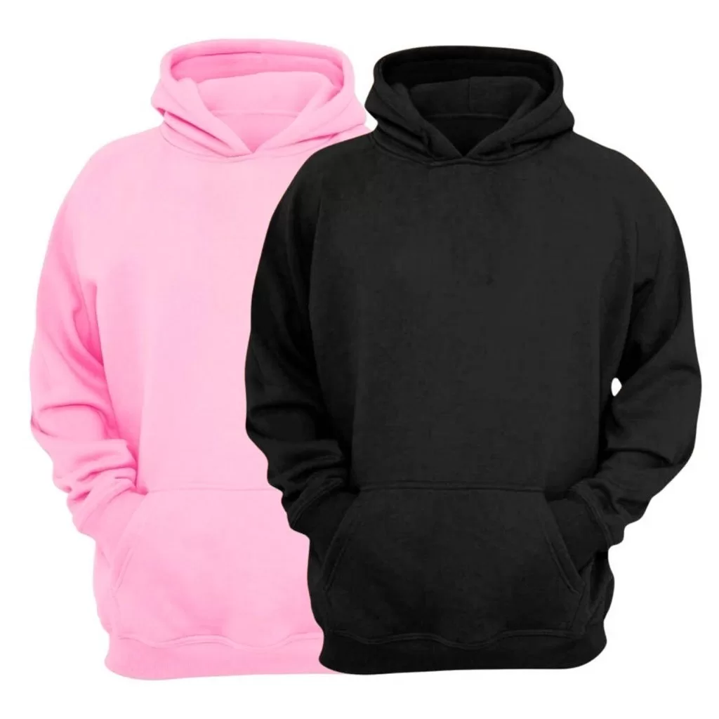 Kit 2 Moletom Canguru Unissex Com Capuz Algodão Flanelado Liso Sem Estampa Feminino e Masculino frio