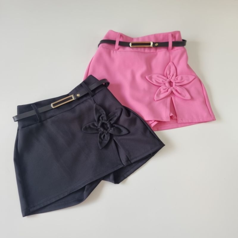 Short Saia Infantil Menina Flor Alfaitaria Roupa Criança 4 ao 10 Confortável Tendência Promoção