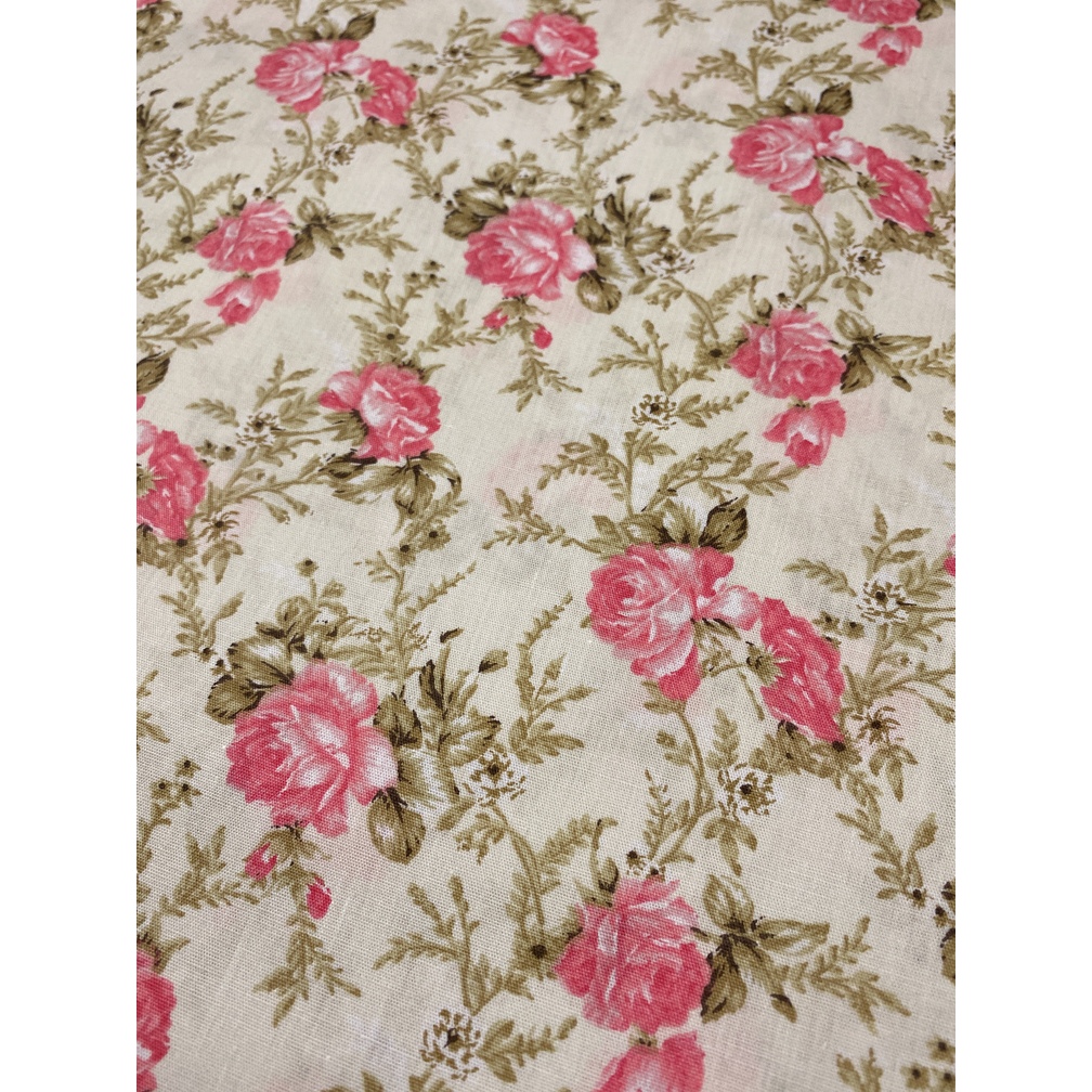 Tecido Tricoline Estampado 100% Algodão – Floral Rosa