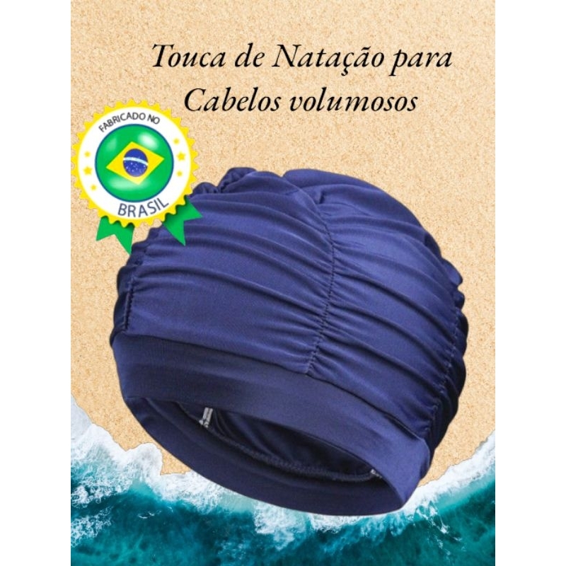 touca de natação hidroginástica para cabelos volumosos unisex , em suplex , cabelos grandes , afro ,