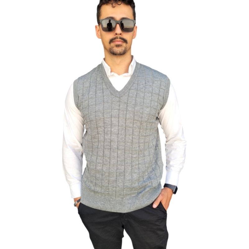 Colete masculino quadri coletto sport fino casual gola V em lã clt004
