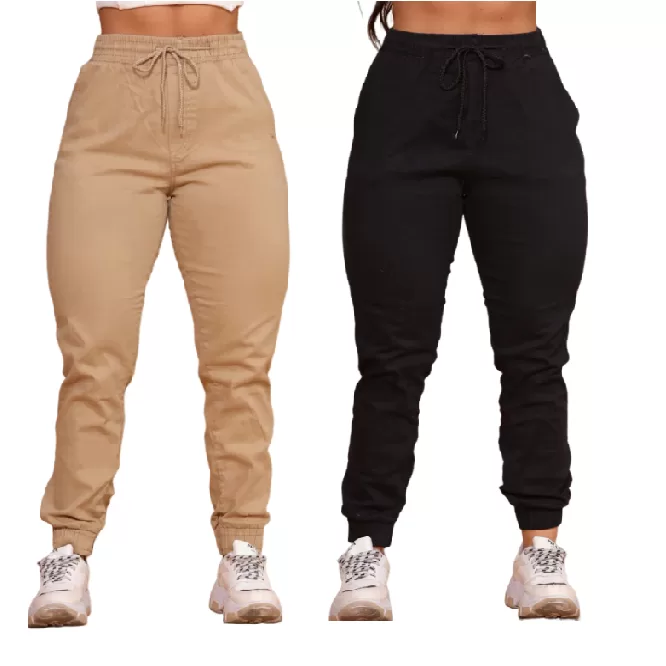 kit 2 ou uma Calças Jogger Jeans Feminina Com El