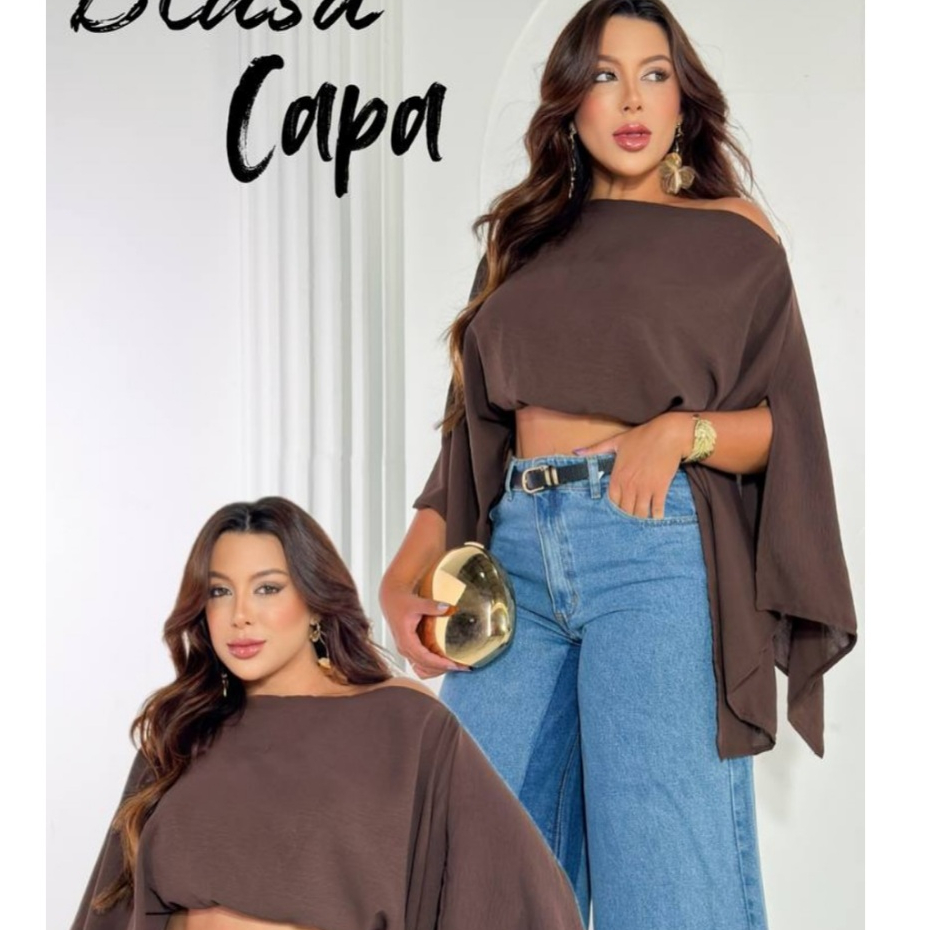 blusa capa feminina bata cropped manga morcergo