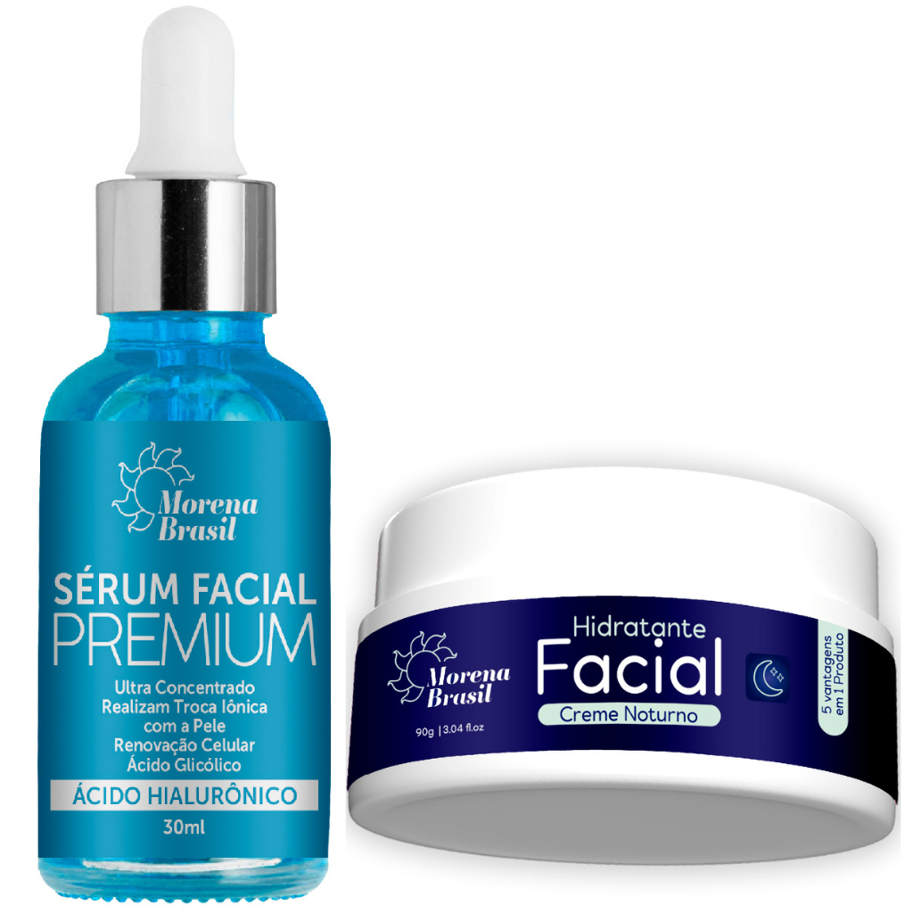 Kit Revitalizante Facial  Sérum Ácido Hialurônico e Creme Facial Noturno | Morena Brasil
