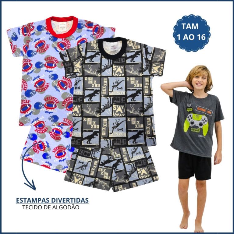 Kit 4 Peças Pijama Infantil Menino Masculino Ver