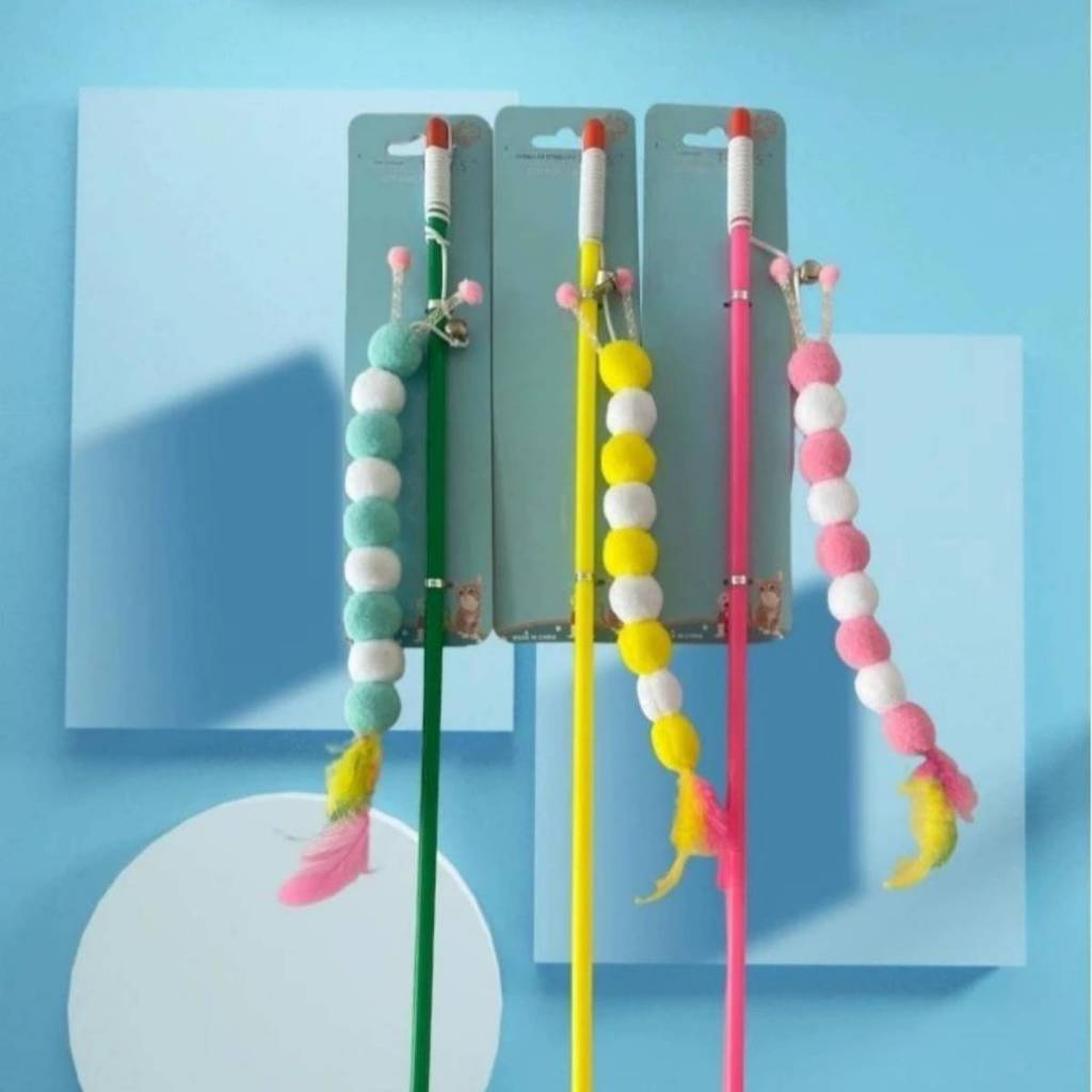 Varinha Para Gato Vara de Pesca de Brinquedo para Estímulo Animais Estimação Cor Sortidas