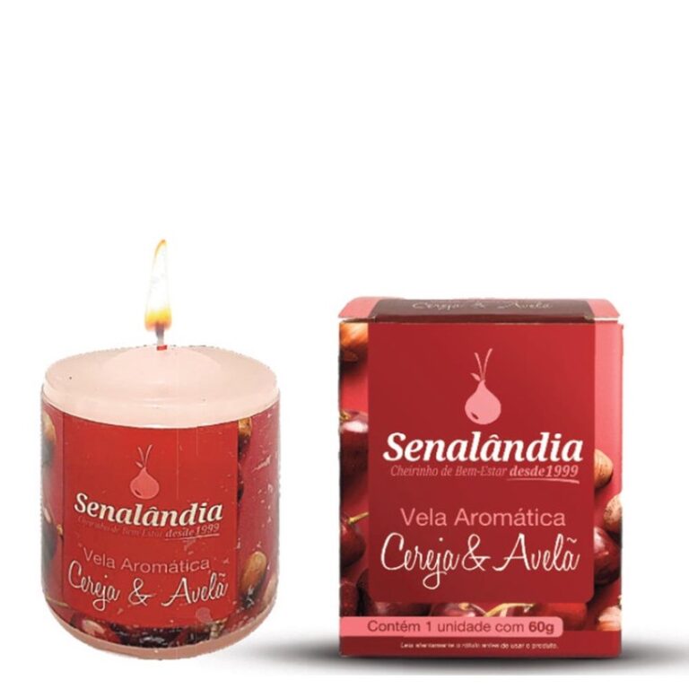 VELA AROMATICA CEREJA E AVELÃ – CAIXA C/ 12