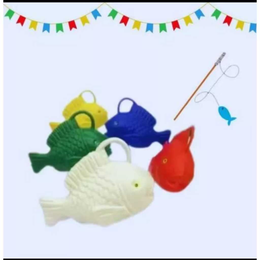 kit 5 varas de bambu  +10 peixe para pescaria de festa junina arraiá