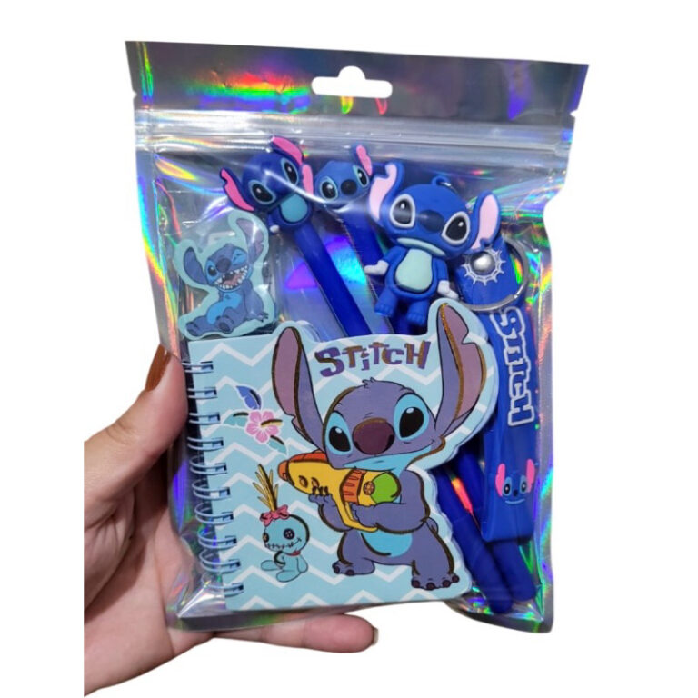 Kit Papelaria Fofa Kawaii Lilo E Stitch 5 Itens Pr