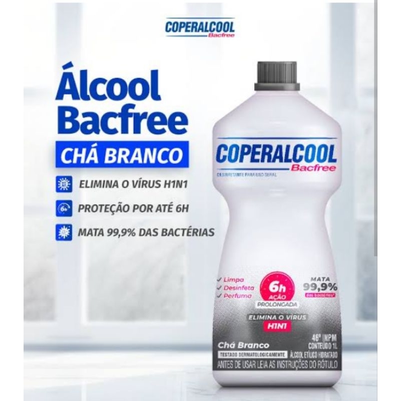 Coperalcool Bacfree  Álcool 46°INPM Chá Branco 1L