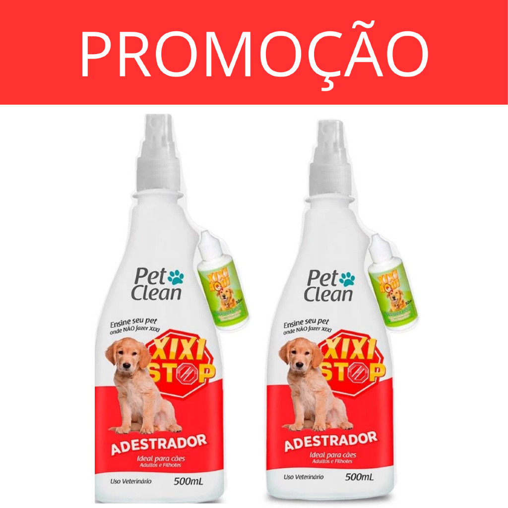 Kit com 2 Adestrador Xixi Stop + Xixi Aqui Pet Clean 500 mL para Cães e Gatos